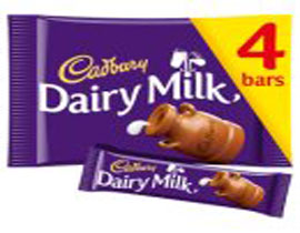 Cadbury Dairy Milk Chocolate Bar 4 Pack